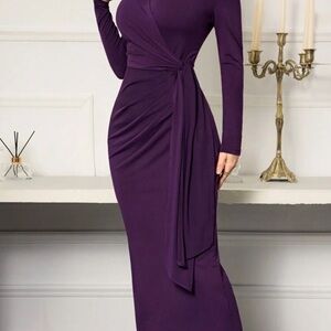 Elegant Purple Long Sleeve Dress